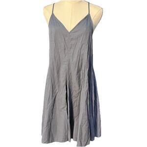 Fourteen & 9th Grey Satin Babydoll Spaghetti Strap Flowy Boho Sundress Womens L